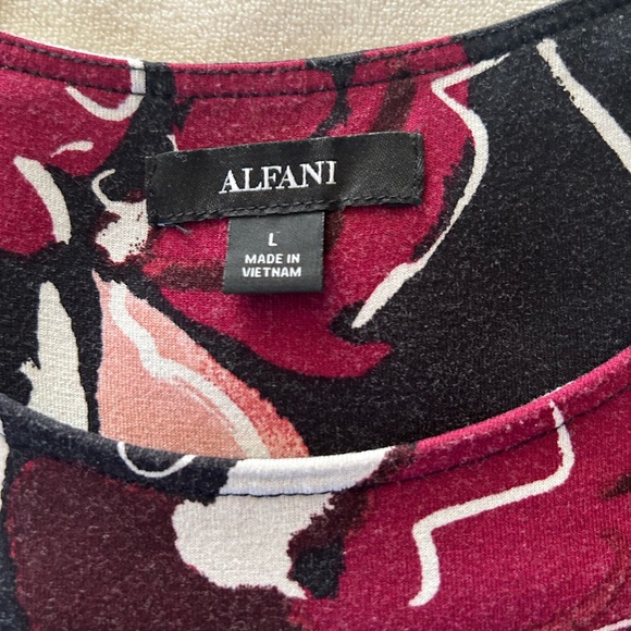 - Alfani top. Size Large short sleeve top. Pink shades and black.366 - Picture 3 of 7